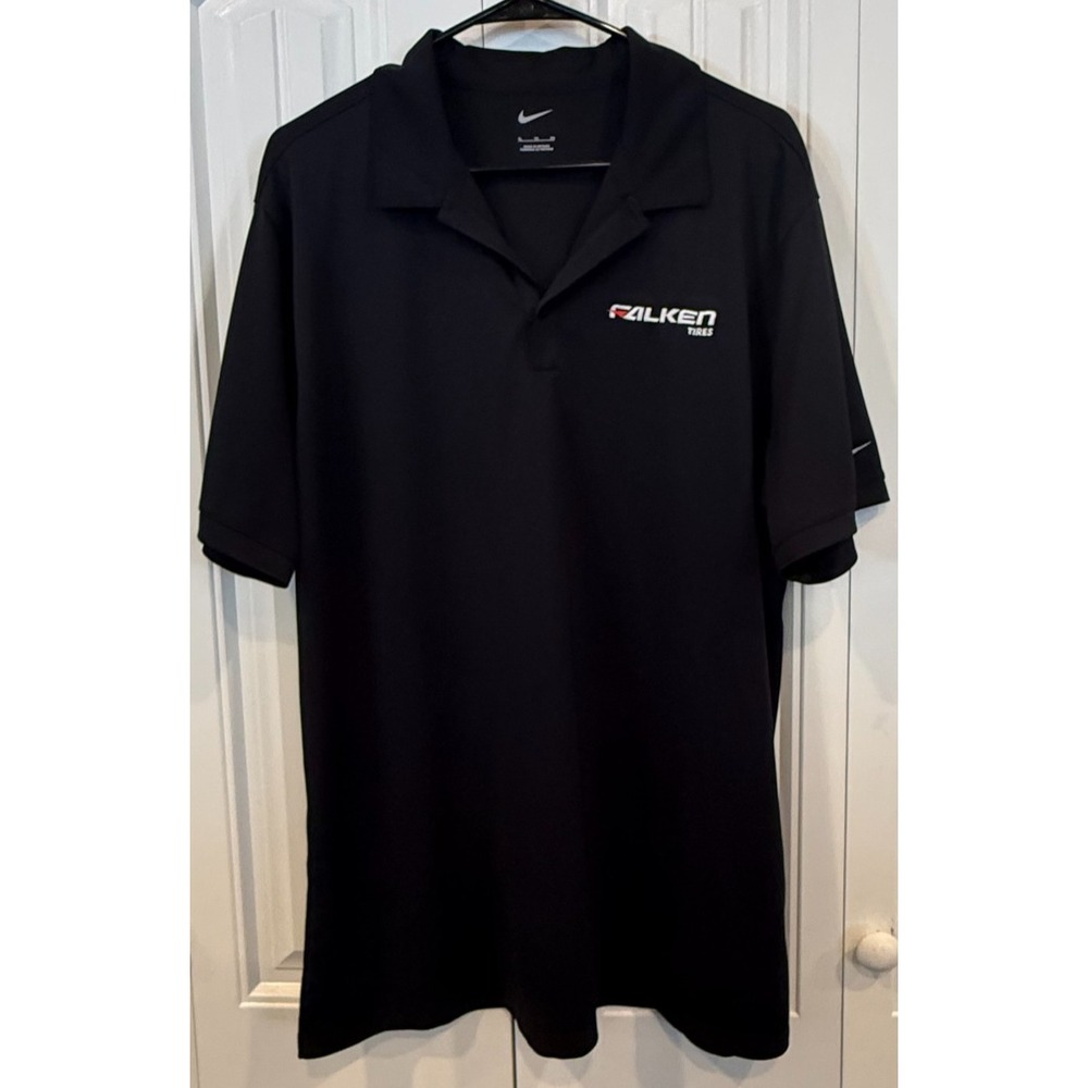 Nike Dri-FIT Polo Shirt Men's XL Black Falken Tires Golf Performance Short Sleev